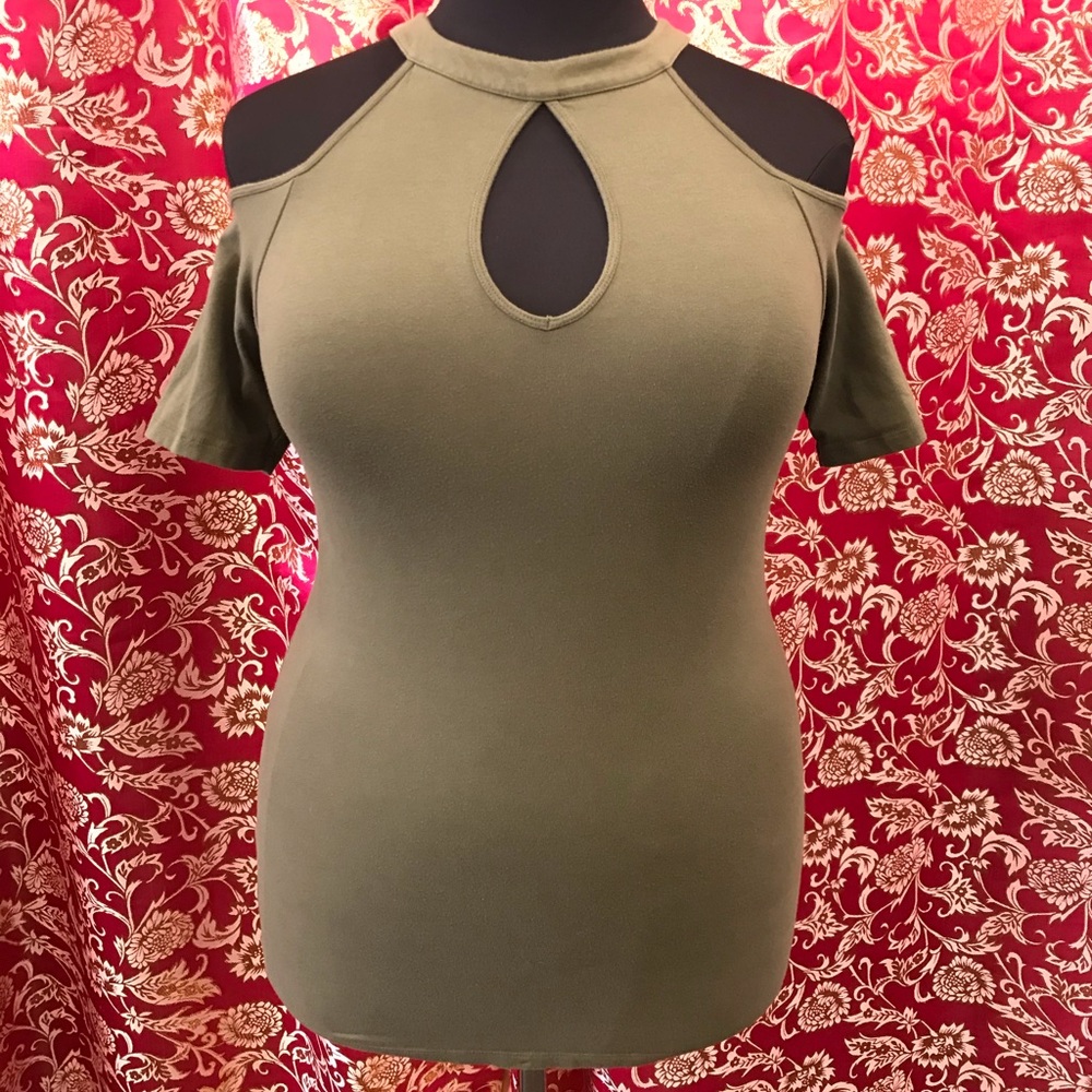 Torrid Foxy Olive Green Cold Shoulder Top Size 0